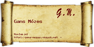 Gans Mózes névjegykártya